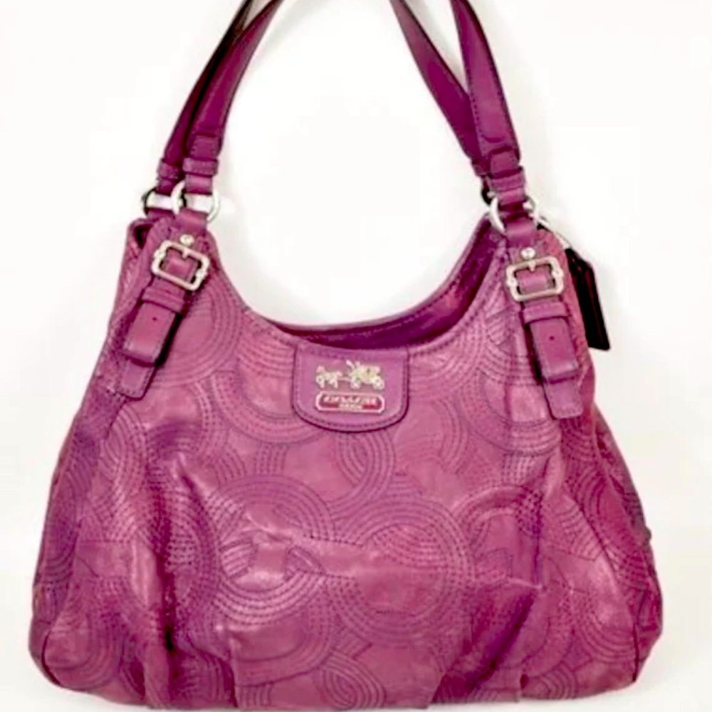Leather Coach Madison | purple, violet shoulder bag